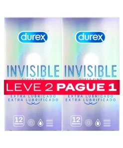 Durex Invisible Extra Lubrificado Preservativo c/ Oferta 2ª Embalagem 2 x 12 preservativos