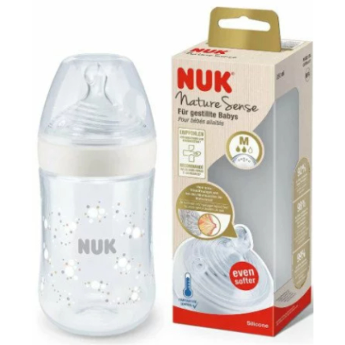 NUK Nature Sense Biberão Vidro Tetina Silicone 0-6m 240ml - Image 2