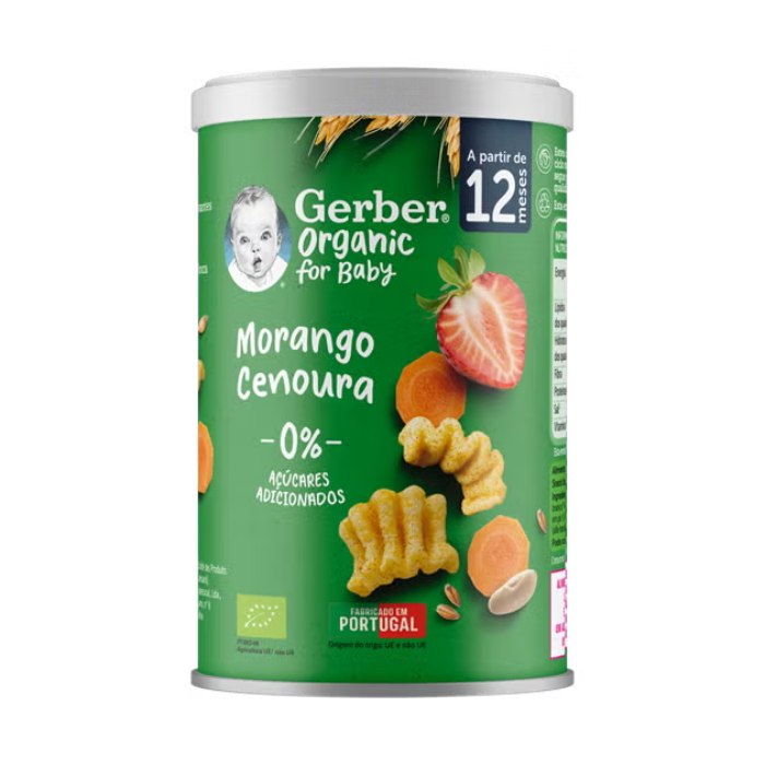Gerber Bio NutriPuffs Morango Cenoura 12M+ 35g